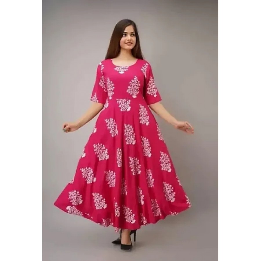 Stylish Rayon Printed Gown For Women