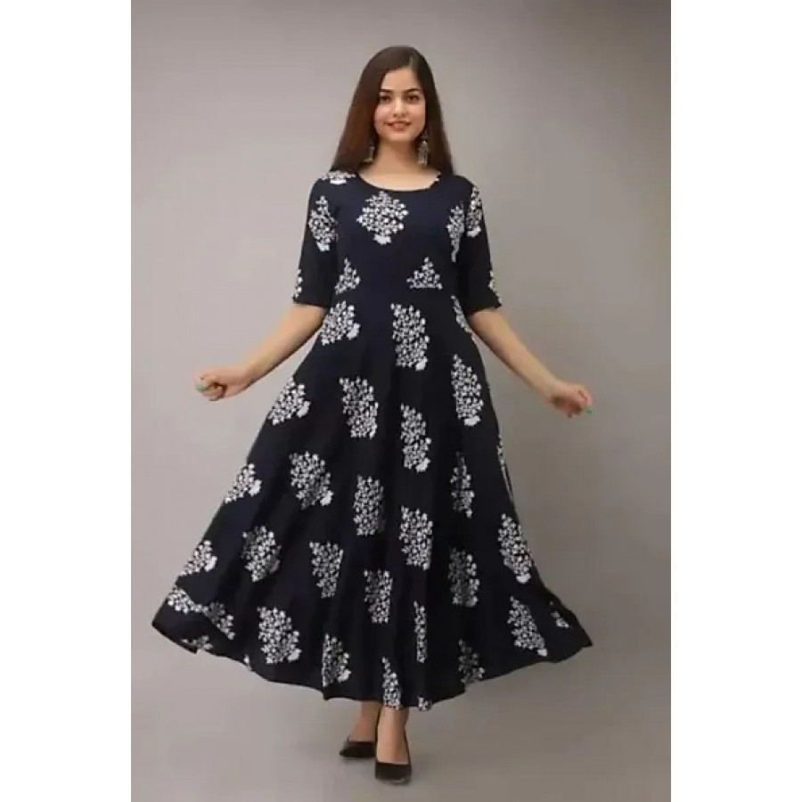 Stylish Rayon Printed Gown For Women