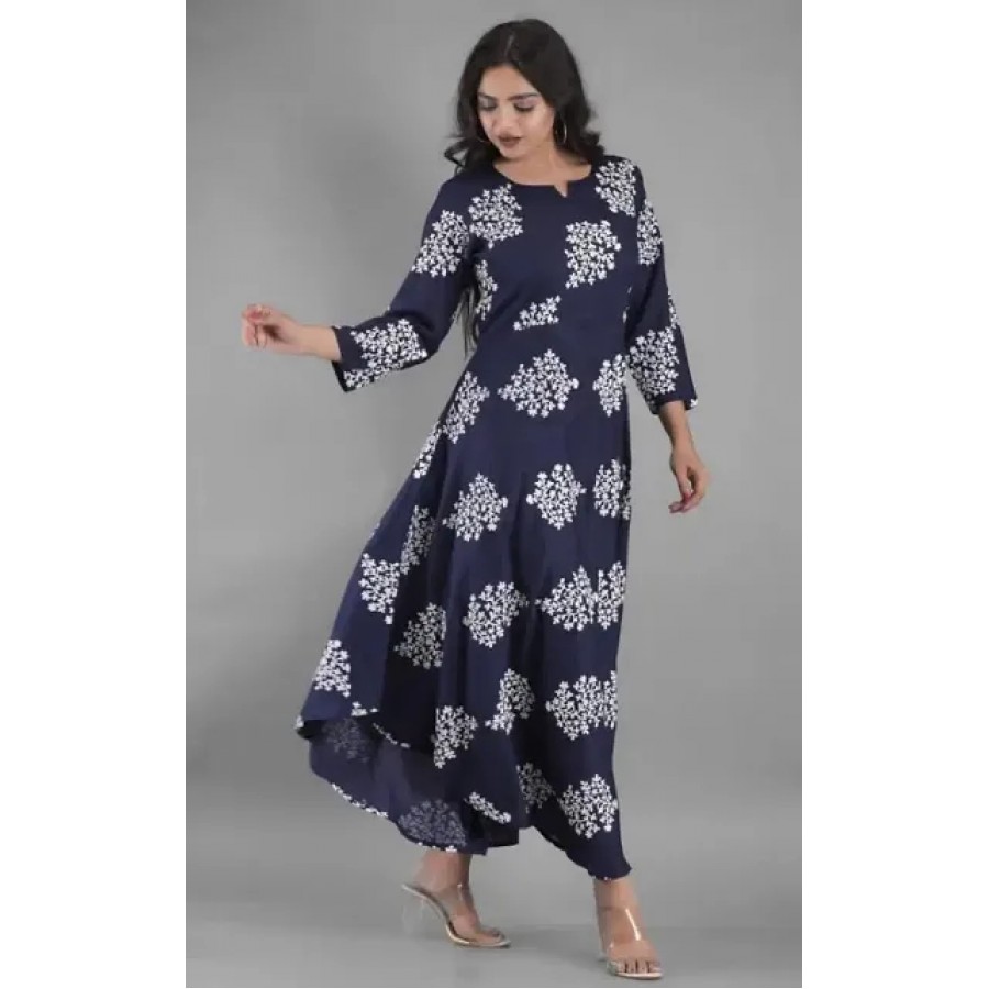 Stylish Rayon Printed Gown For Women