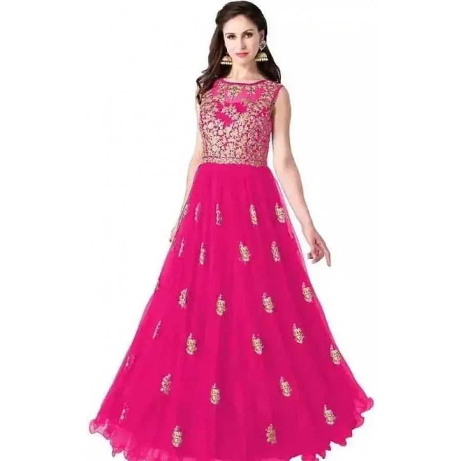 Stylish Women Net Festive and Party wear Semi Stitched Ethnic Gown