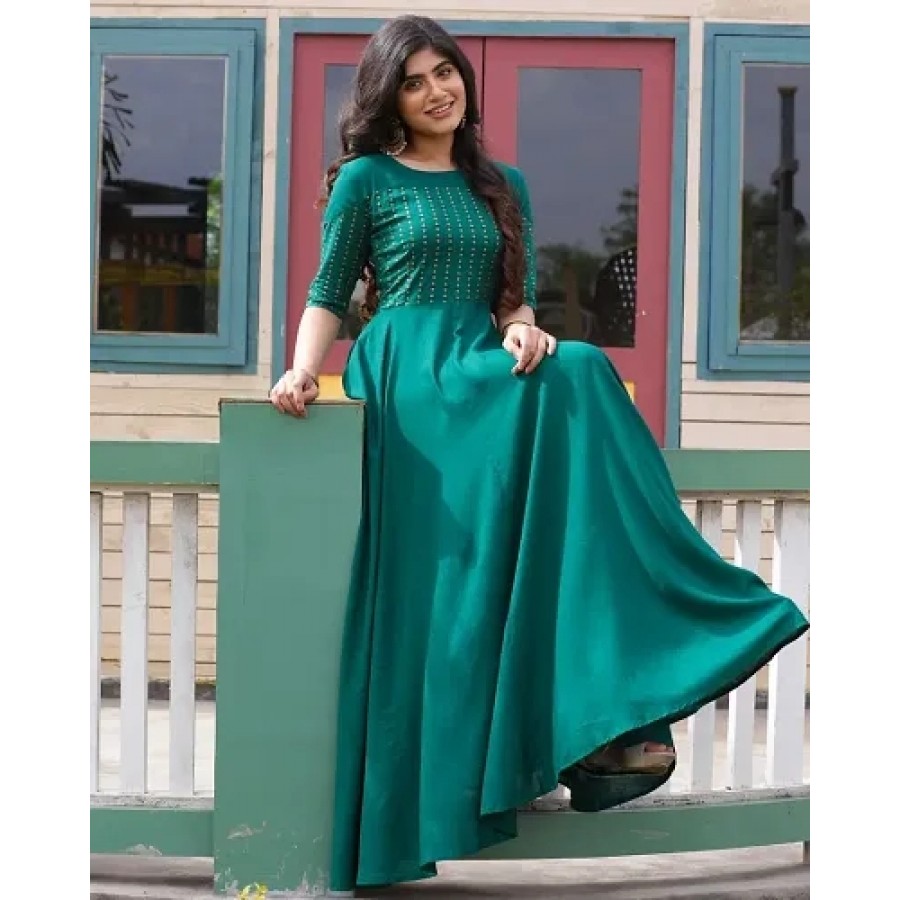 Stylish Women Taffeta Silk Ethnic Gown