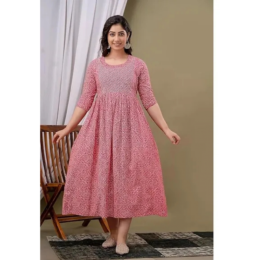 Trendy Cotton Printed Indo-western Bollywood Gown For Women