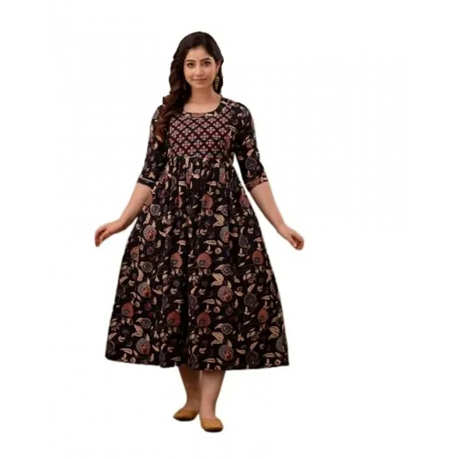 Trendy Cotton Printed Indo-western Bollywood Gown For Women