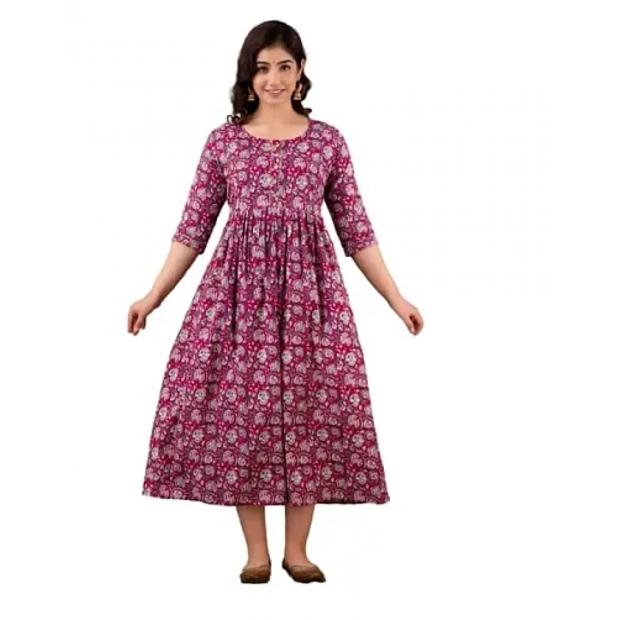 Trendy Cotton Printed Indo-western Bollywood Gown For Women