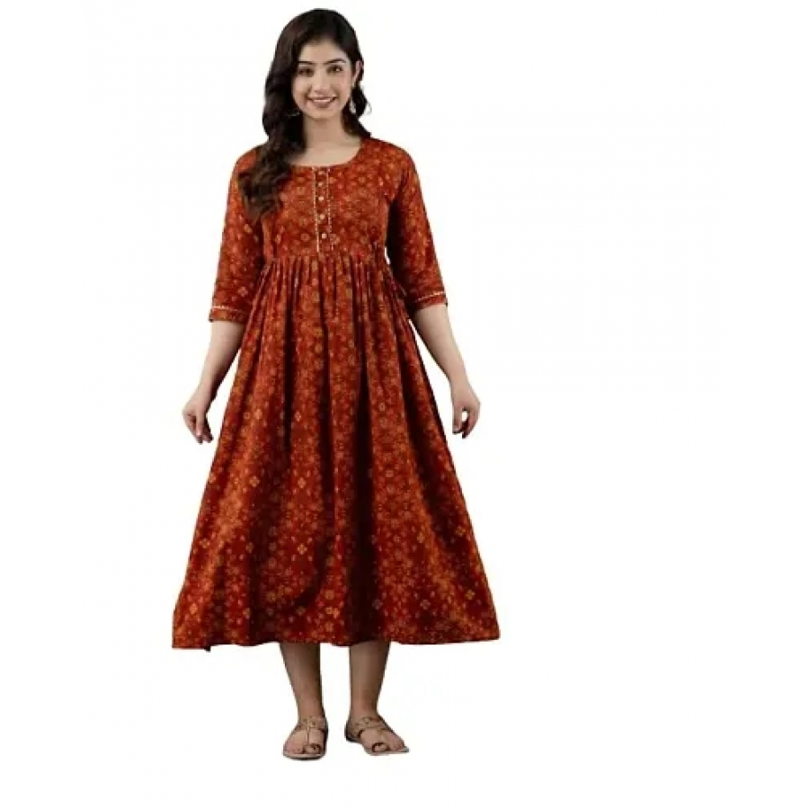 Trendy Cotton Printed Indo-western Bollywood Gown For Women