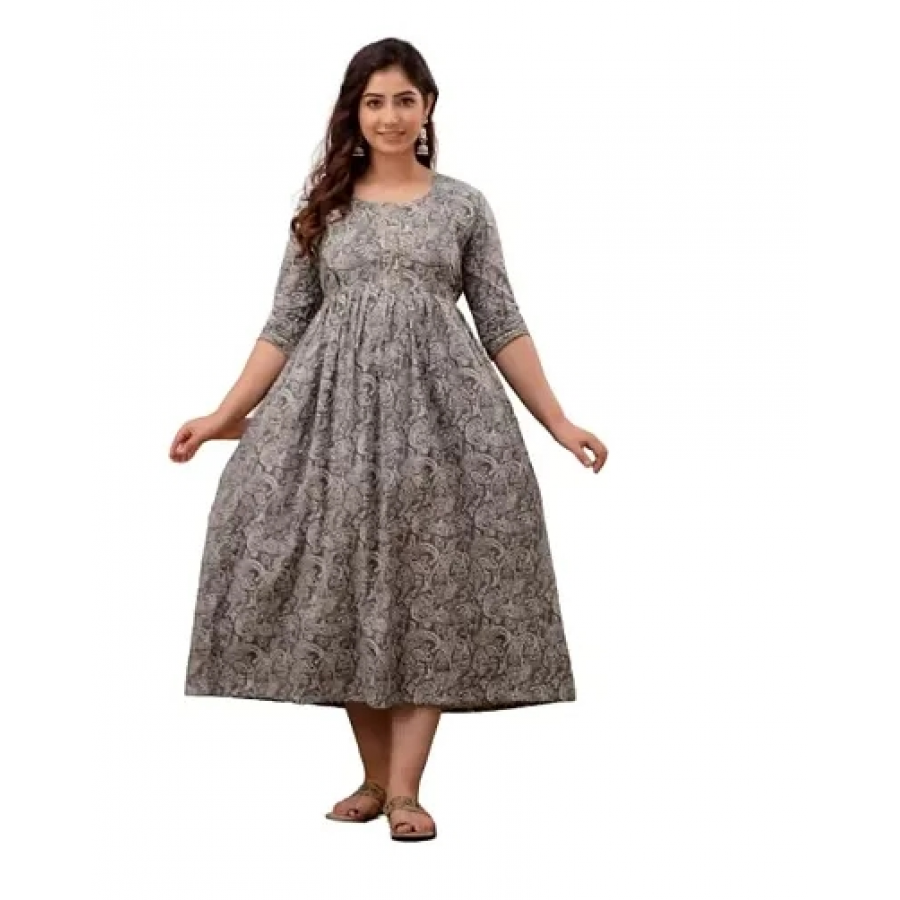 Trendy Cotton Printed Indo-western Bollywood Gown For Women