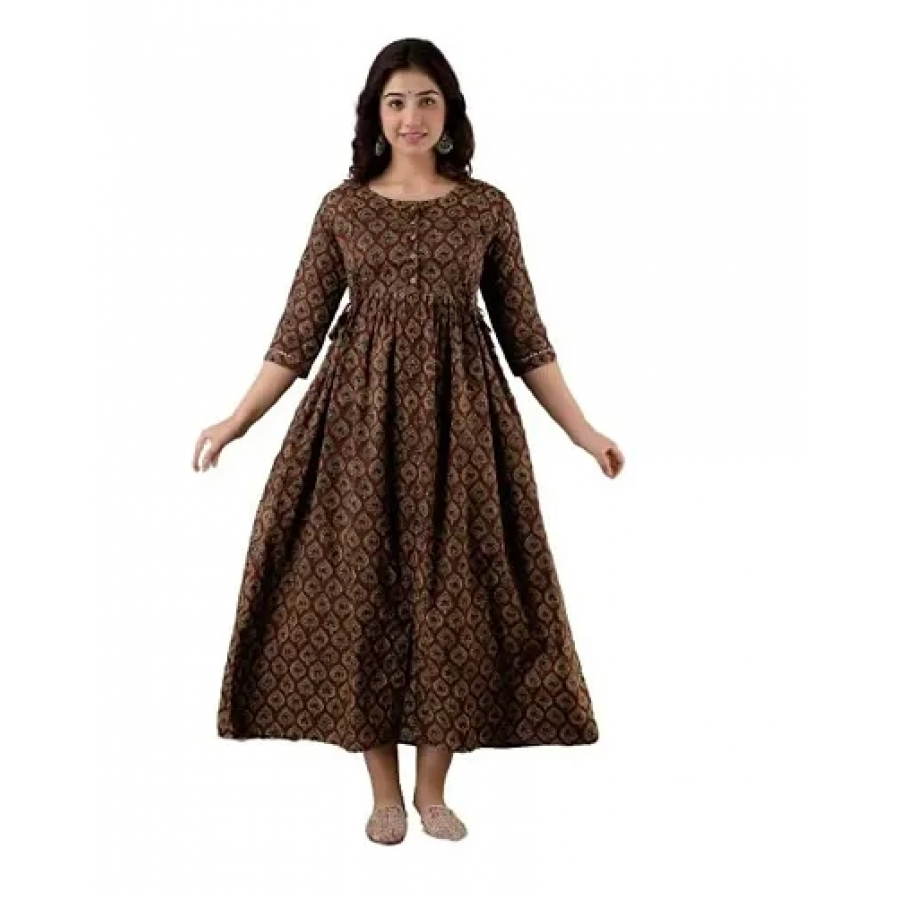 Trendy Cotton Printed Indo-western Bollywood Gown For Women