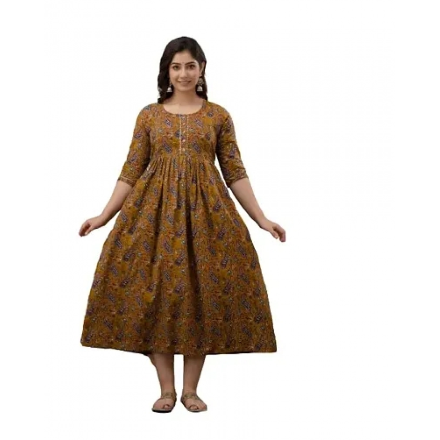 Trendy Cotton Printed Indo-western Bollywood Gown For Women