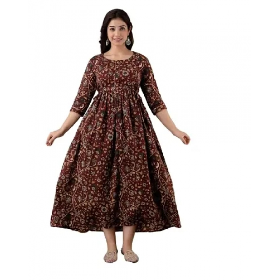 Trendy Cotton Printed Indo-western Bollywood Gown For Women