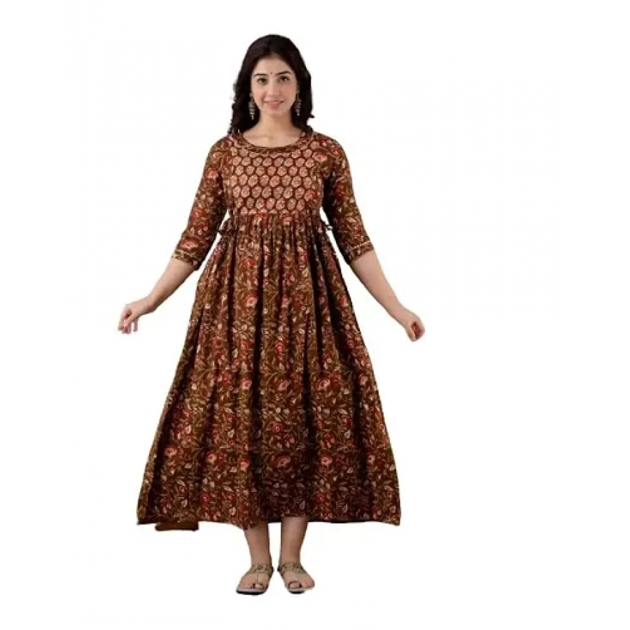 Trendy Cotton Printed Indo-western Bollywood Gown For Women