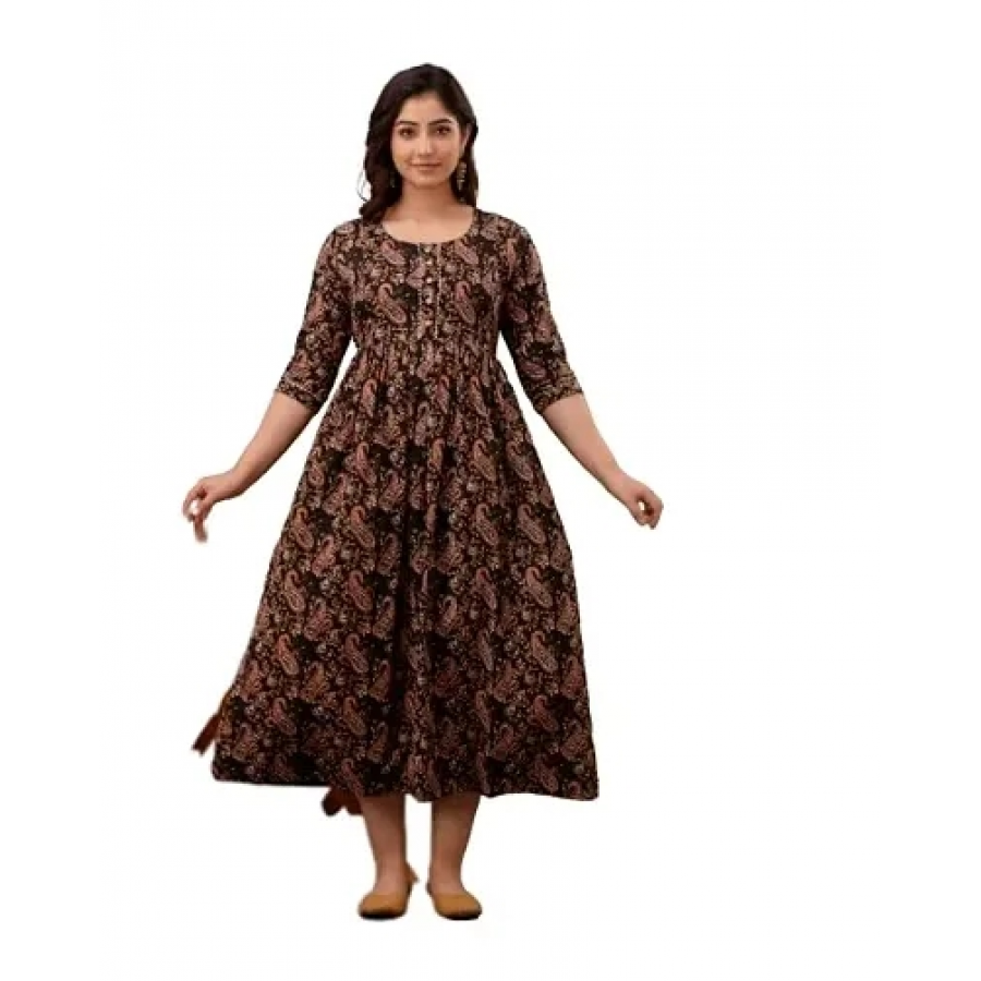 Trendy Cotton Printed Indo-western Bollywood Gown For Women