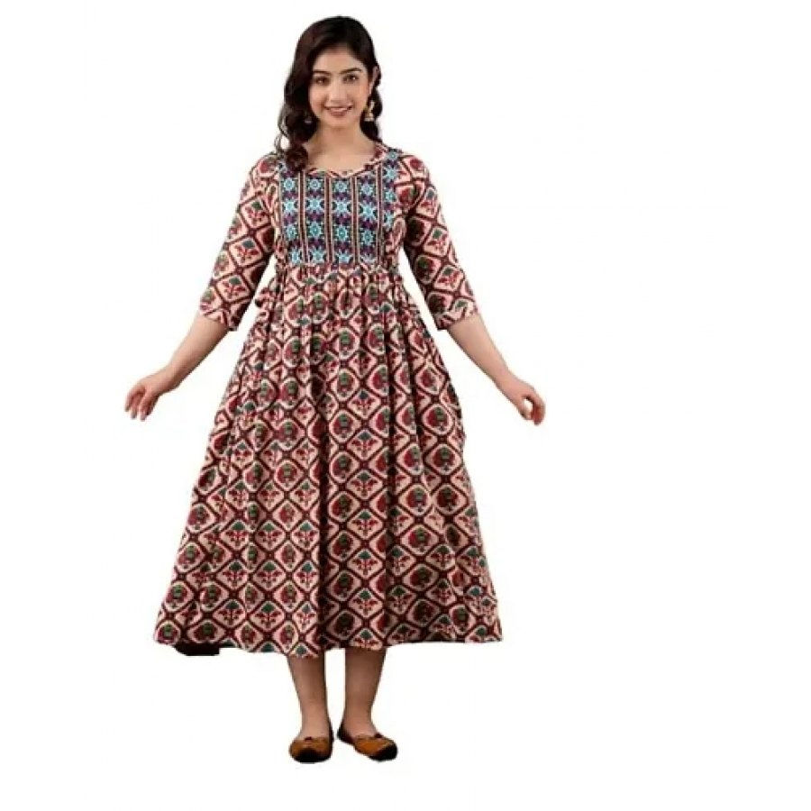 Trendy Cotton Printed Indo-western Bollywood Gown For Women