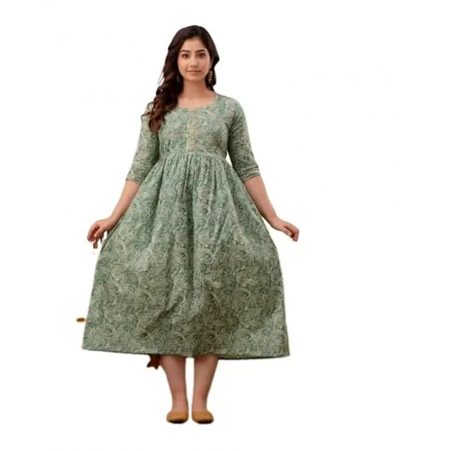 Trendy Cotton Printed Indo-western Bollywood Gown For Women