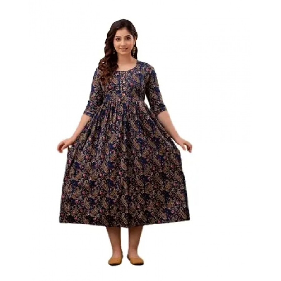 Trendy Cotton Printed Indo-western Bollywood Gown For Women