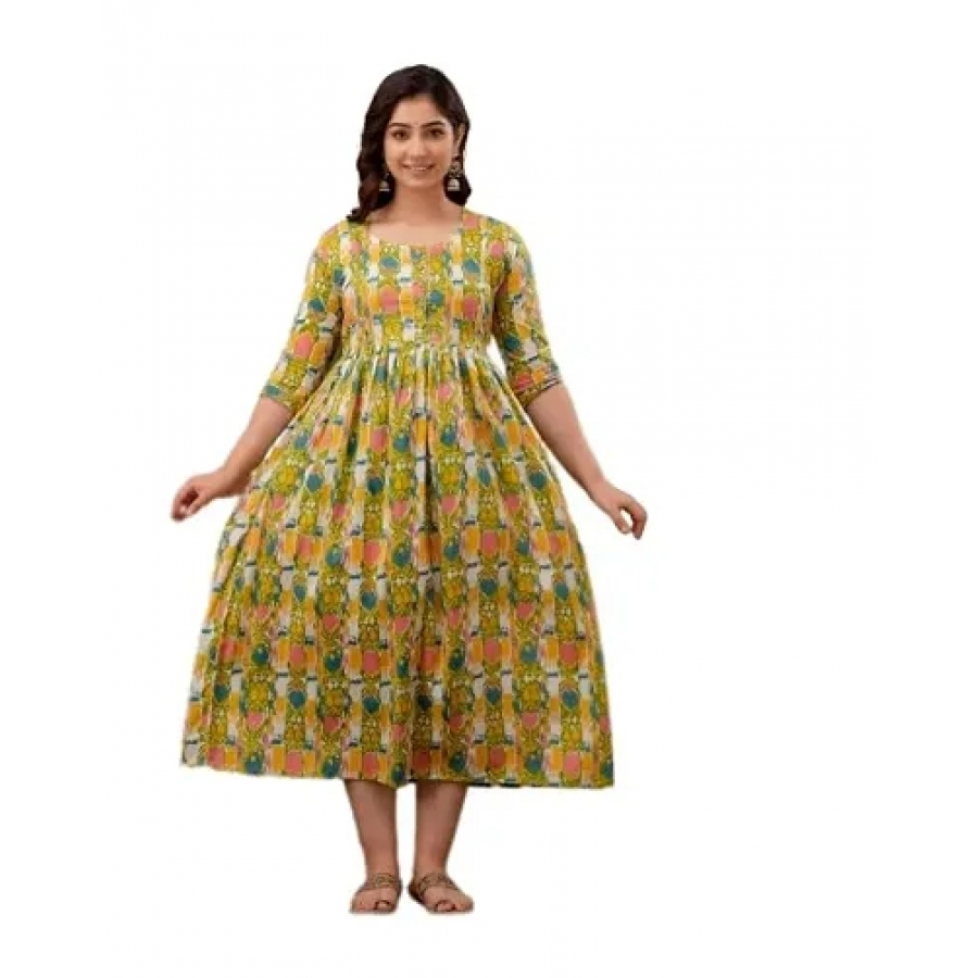 Trendy Cotton Printed Indo-western Bollywood Gown For Women