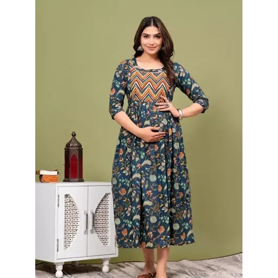 Trendy Cotton Printed Indo-western Bollywood Gown For Women