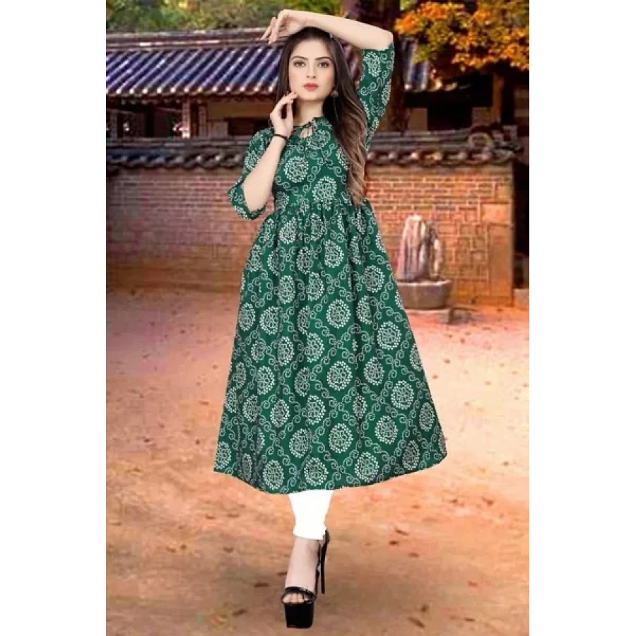 Women Cotton Printed Ethnic Gown