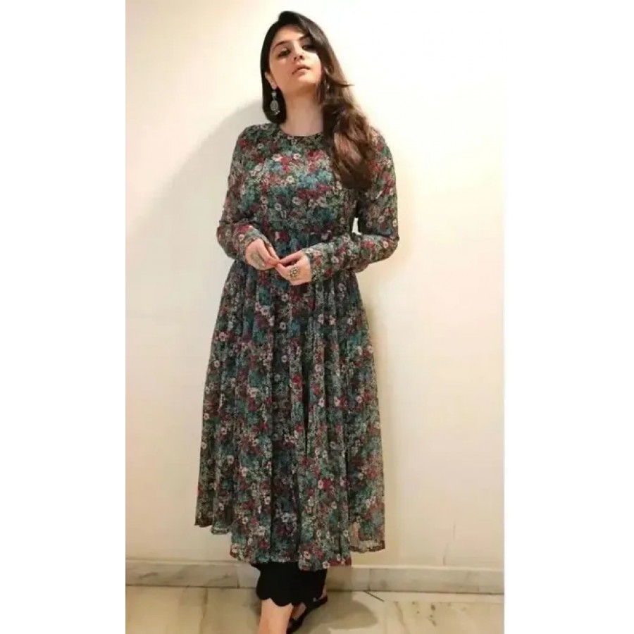 Women Printed Georgette Stitched Anarkali Gown