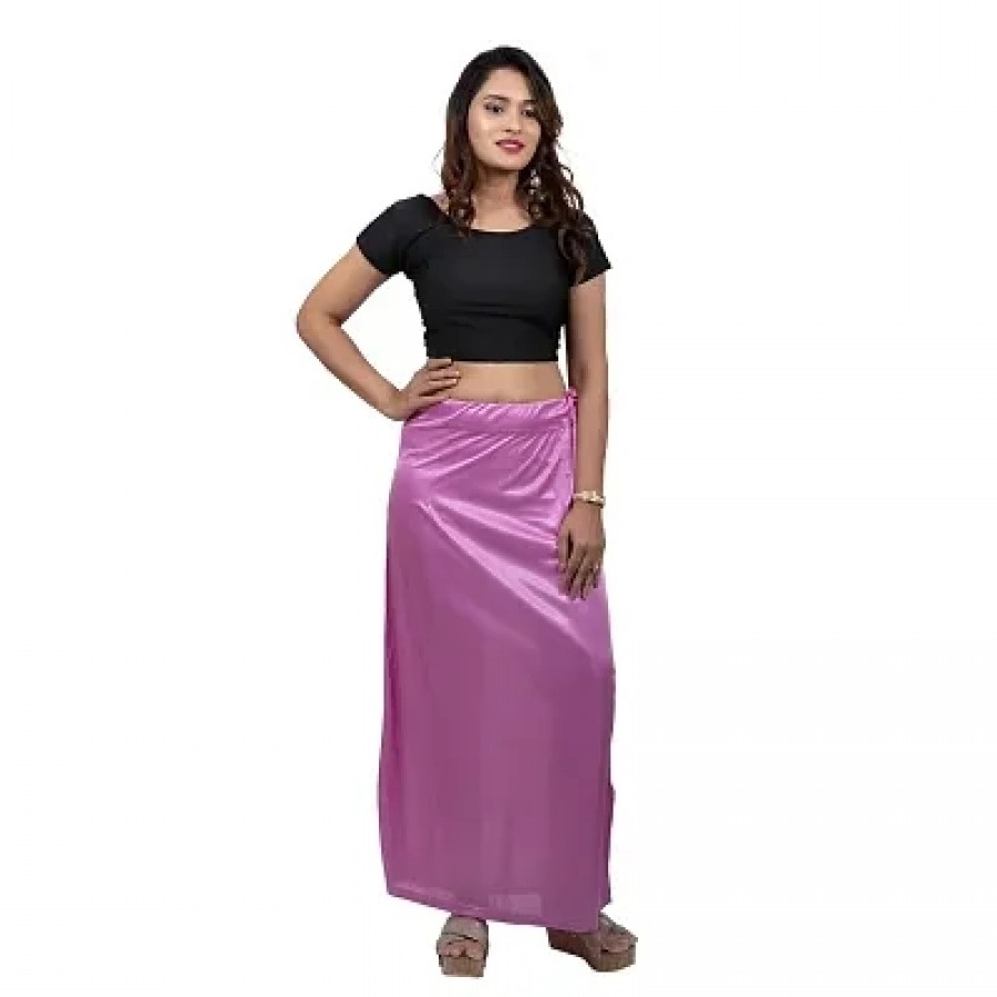 Women Satin Lycra Stretchable petticot Light Purple