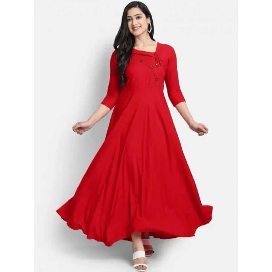 Women Solid Viscose Rayon Anarkali Kurta