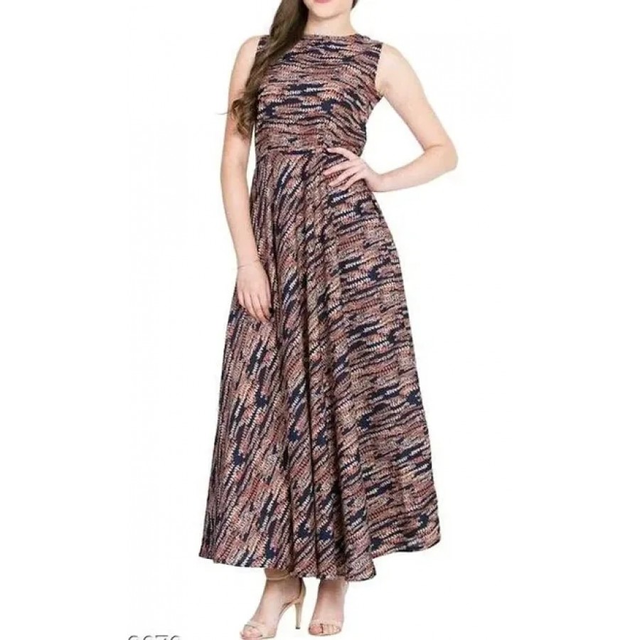 Women's Crepe Printed Ethnic Gown