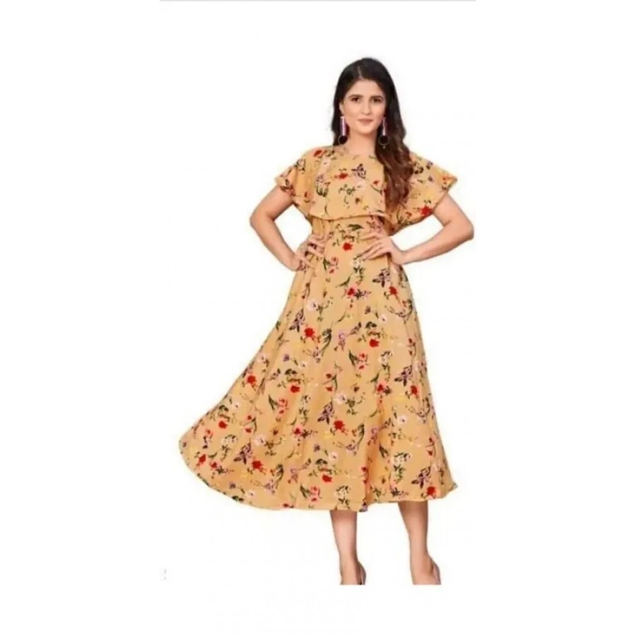 classic crepe printed gown for women