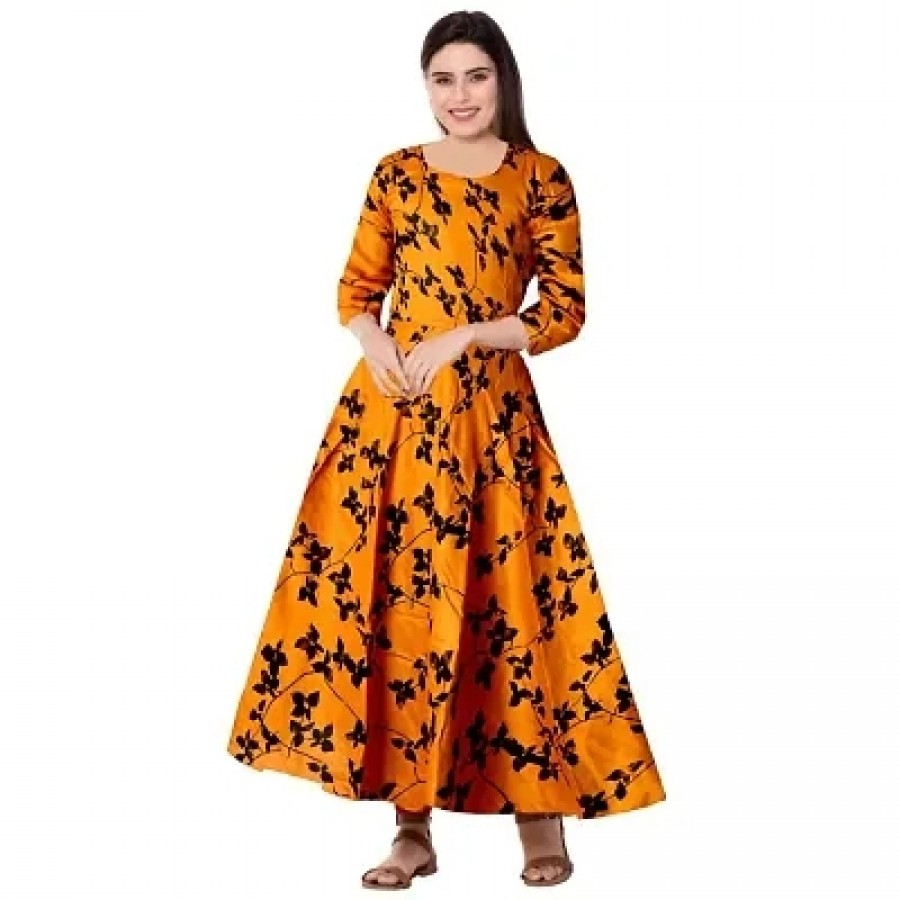 jwf Women Rayon Casual Wear Western Maxi Dress Gown for Girl/Women/Ladies