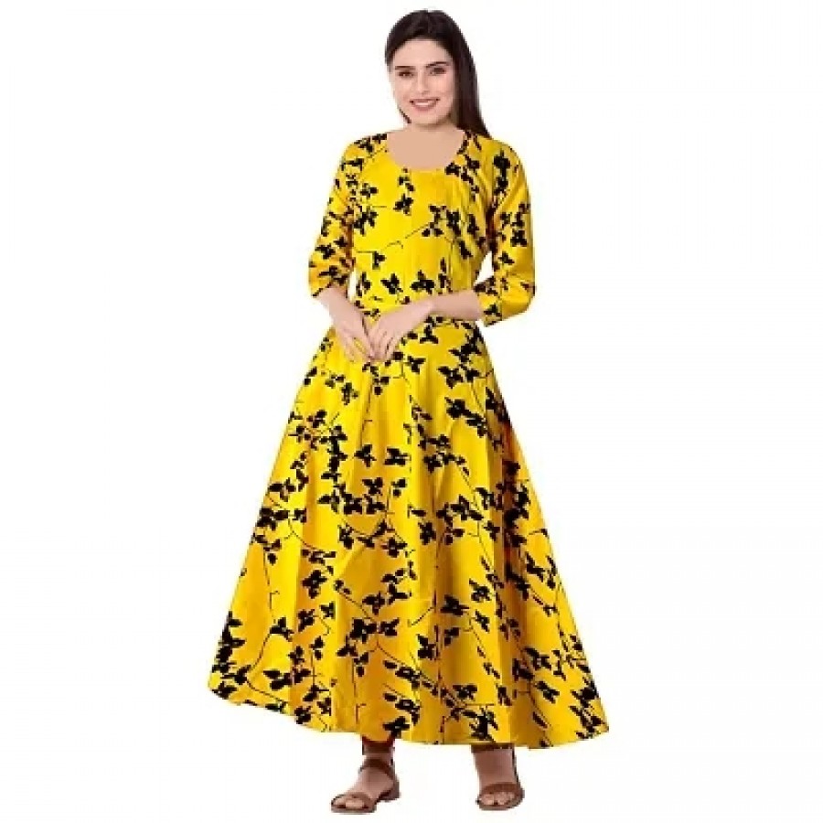 jwf Women Rayon Casual Wear Western Maxi Dress Gown for Girl/Women/Ladies