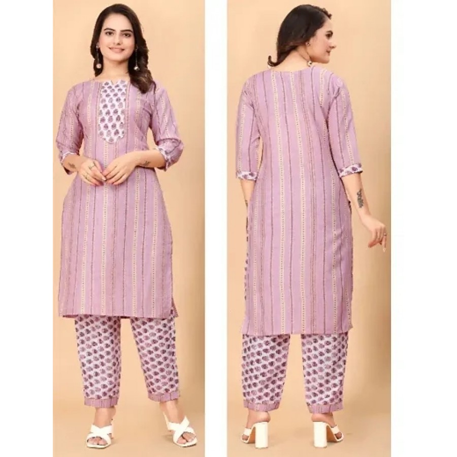 Women Printed Crepe Straight Kurti (Pack Of 3)