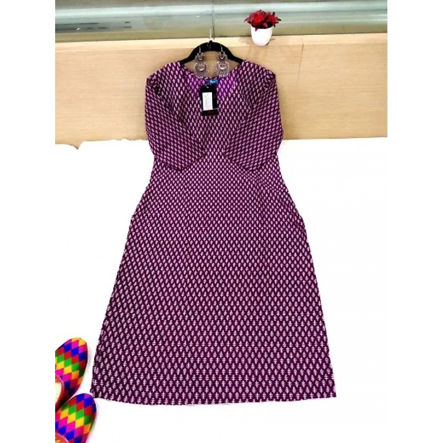 Stylish Purple Crepe Kurta For Women