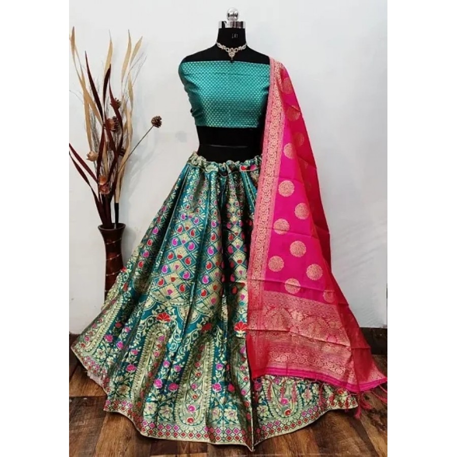 Beautiful Banarasi Silk Semi Stitched Lehenga Choli for Women