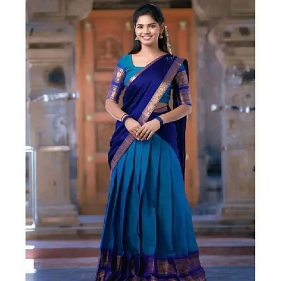 Elegant Art Silk Jacquard Semi Stitched Lehenga Cholis For Women