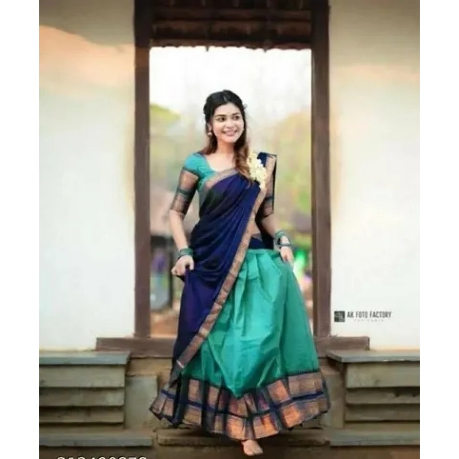 Elegant Art Silk Jacquard Semi Stitched Lehenga Cholis For Women