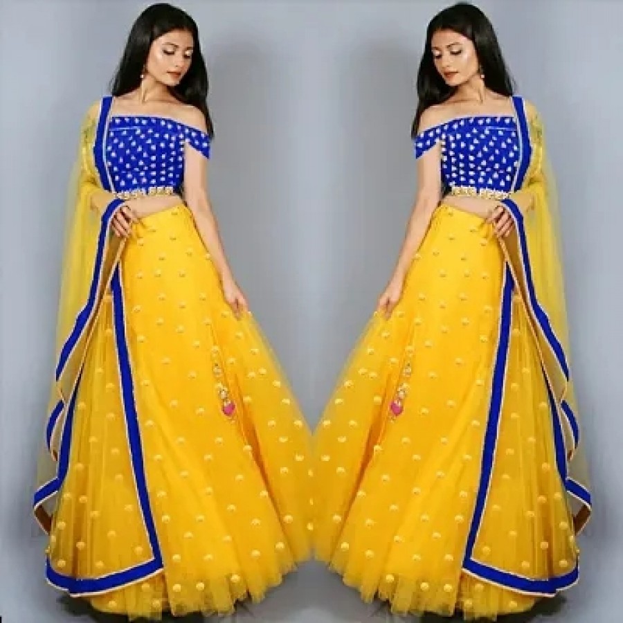 Elegant Net Embroidered Lehenga Choli with Dupata Set For Women