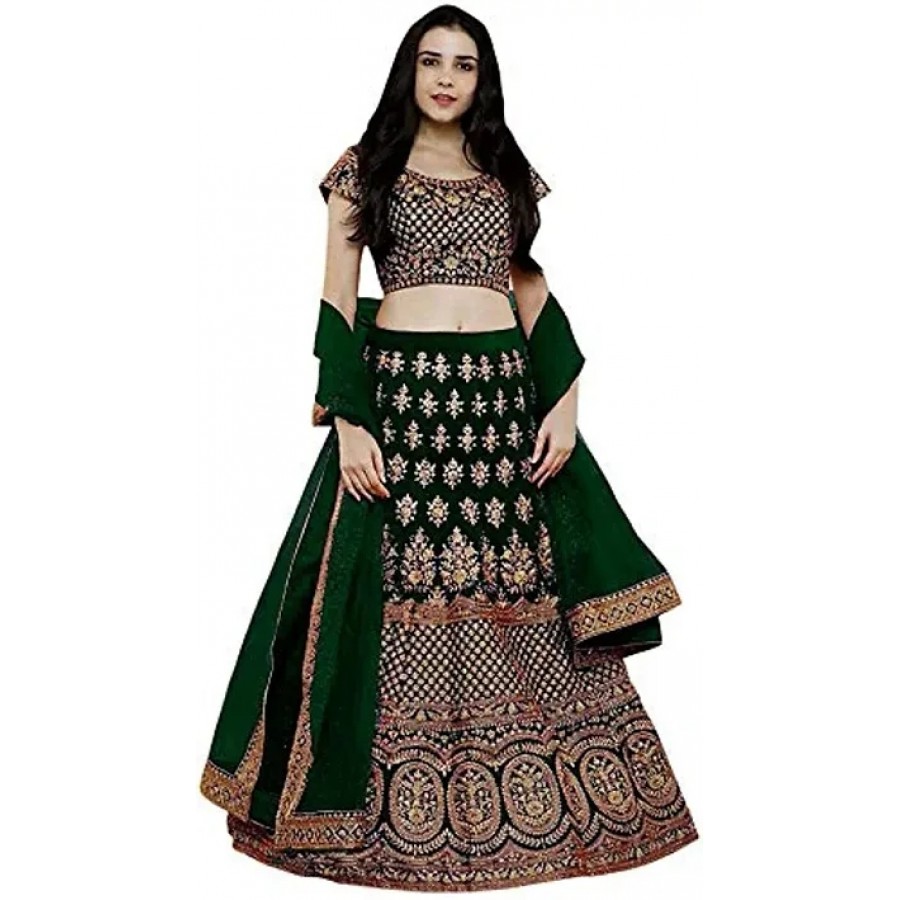 Latest Attractive Taffeta Silk Embroidered Semi Stitched Lehenga Choli