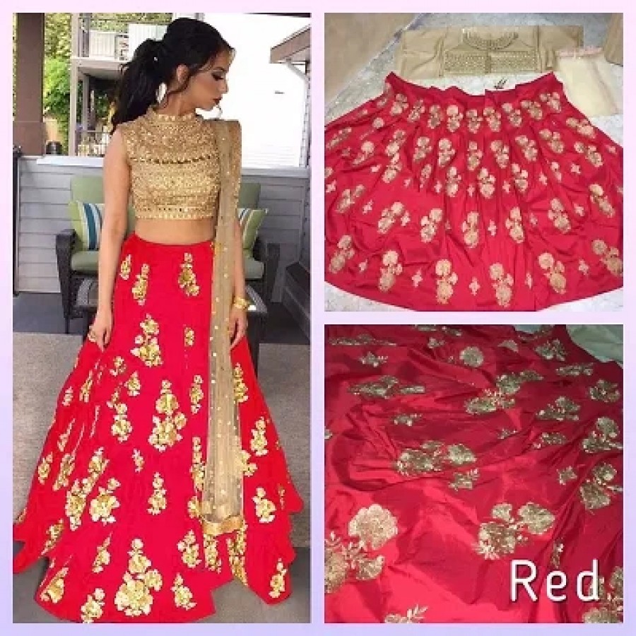 Pink Designer Bollywood Tafeta Lehengas