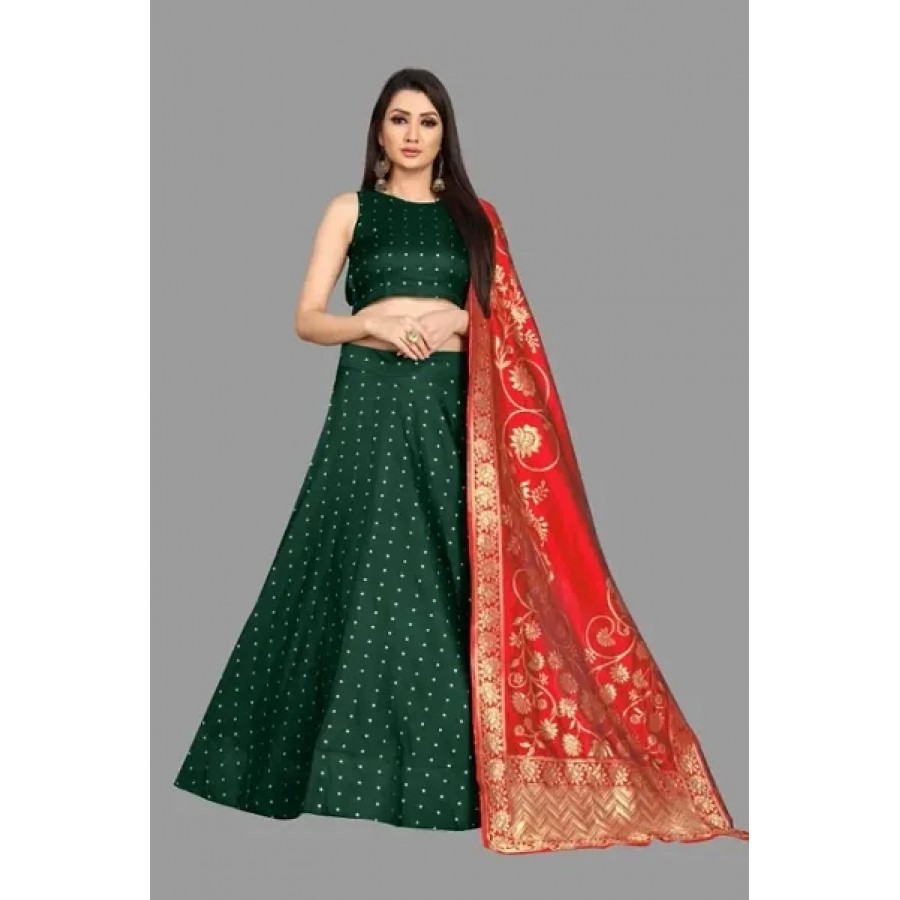 Semi Stitched Lehenga With Dupatta And Blouse Piece