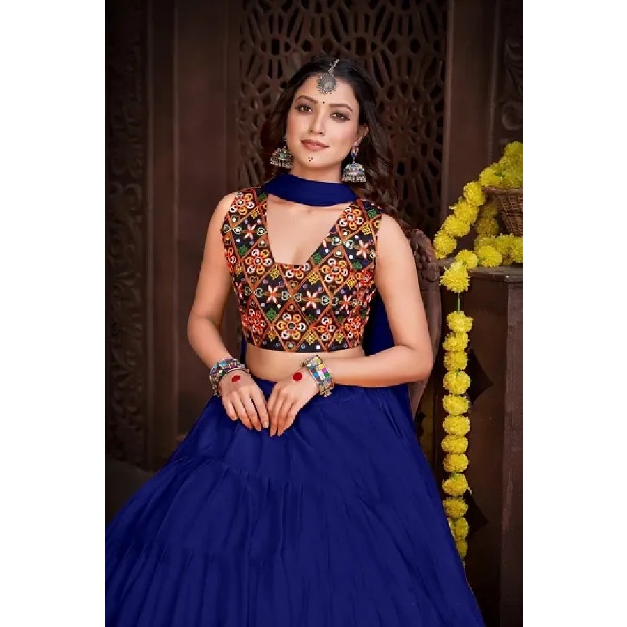 Stylish Blue French Crape  Lehenga Choli Set For Women