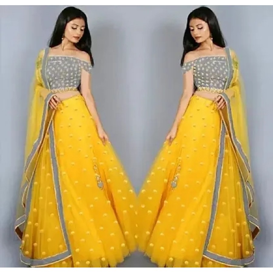 Stylish Multicoloured Net  Lehenga Choli Set For Women