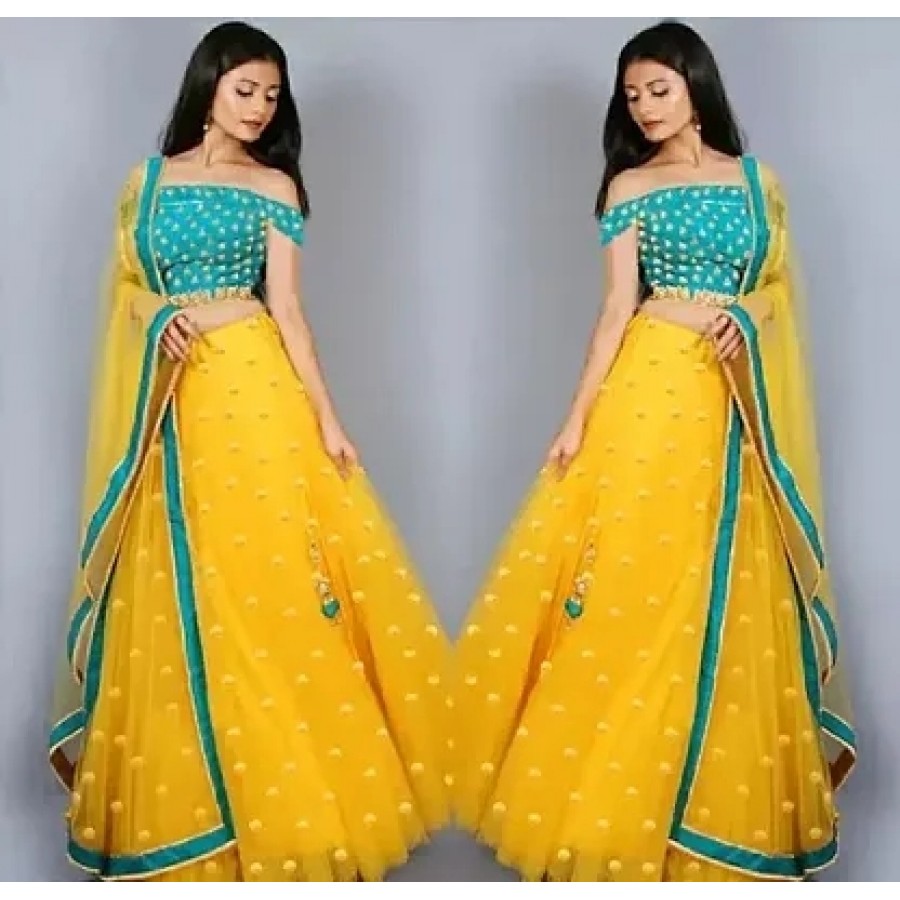 Stylish Multicoloured Net  Lehenga Choli Set For Women