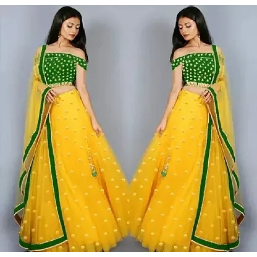 Stylish Multicoloured Net  Lehenga Choli Set For Women