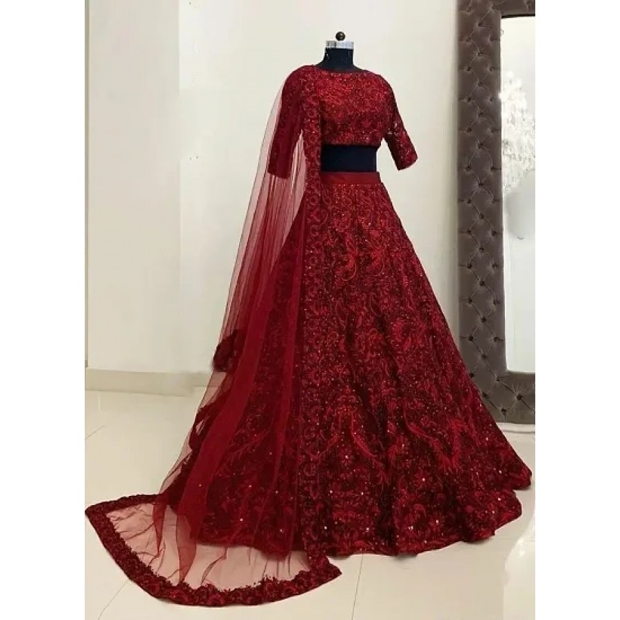 Trendy Women Teffeta Silk Unstitched Lehenga Choli with Dupatta