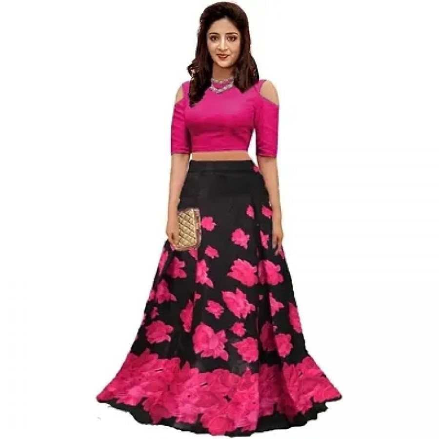 Womens Semi Stitched Fancy Floral  Printed Lehenga Choli