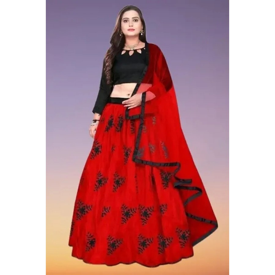 women's new embroidered work net  lehenga choli