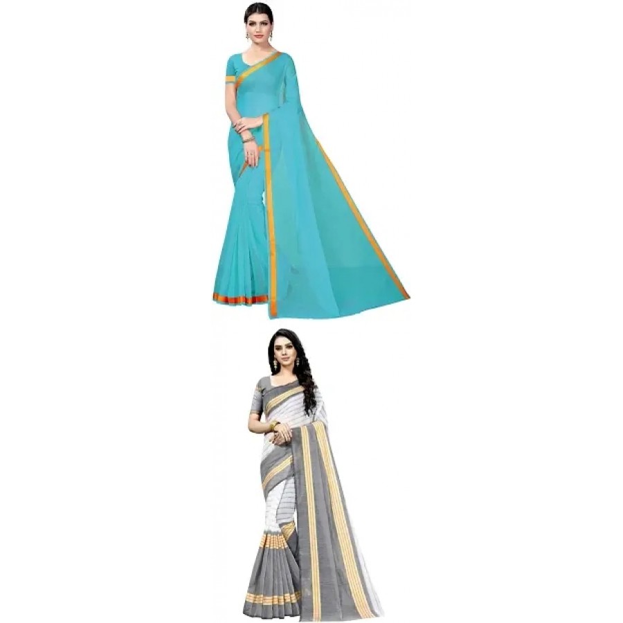 Attractive Art Silk Saree with Blouse piece For Women Pack Of 2