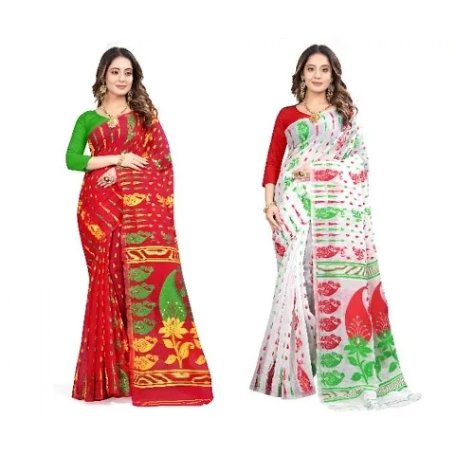 BEAUTIFUL JAMDANI COMBO SAREE FOR WOMAN,S