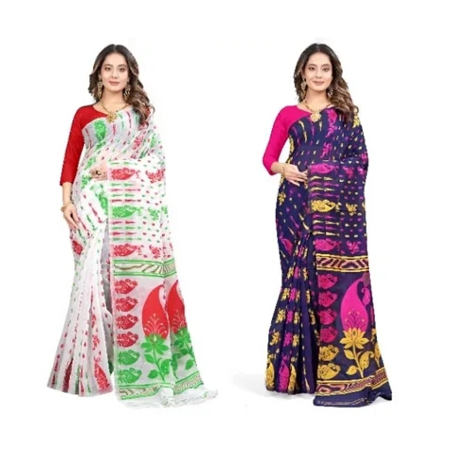 BEAUTIFUL JAMDANI COMBO SAREE FOR WOMAN,S