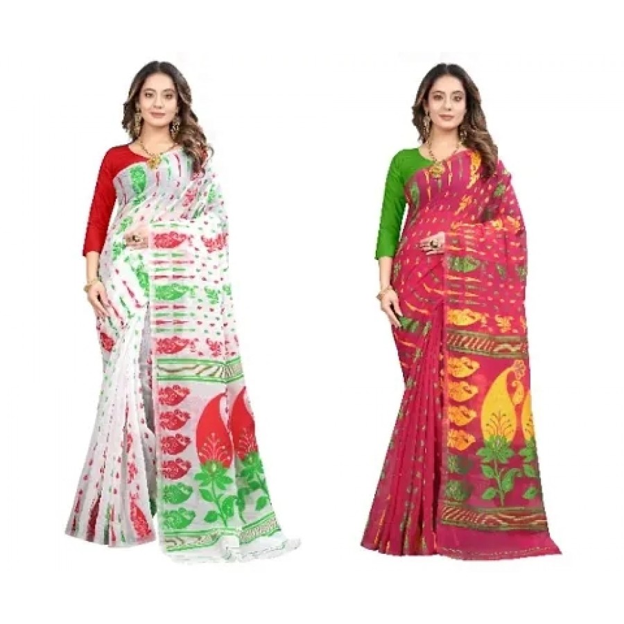 BEAUTIFUL JAMDANI COMBO SAREE FOR WOMAN,S