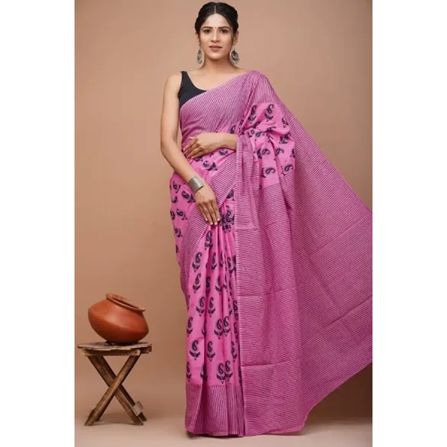 Bagru printed cotton saree