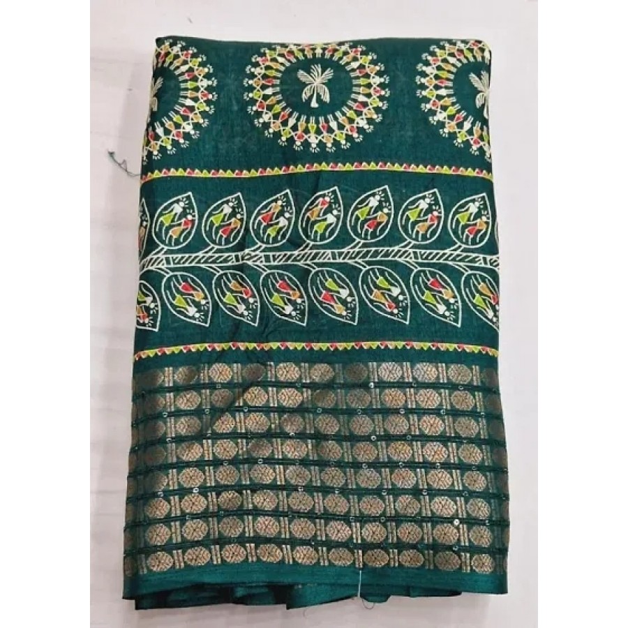 Beautiful  Art Silk Printed Saree with Blouse Piece